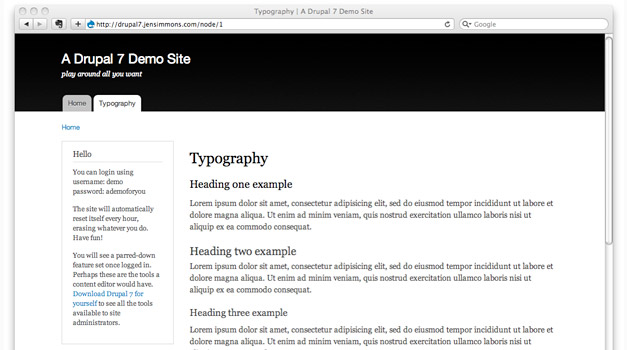 Drupal Bartik Black Theme